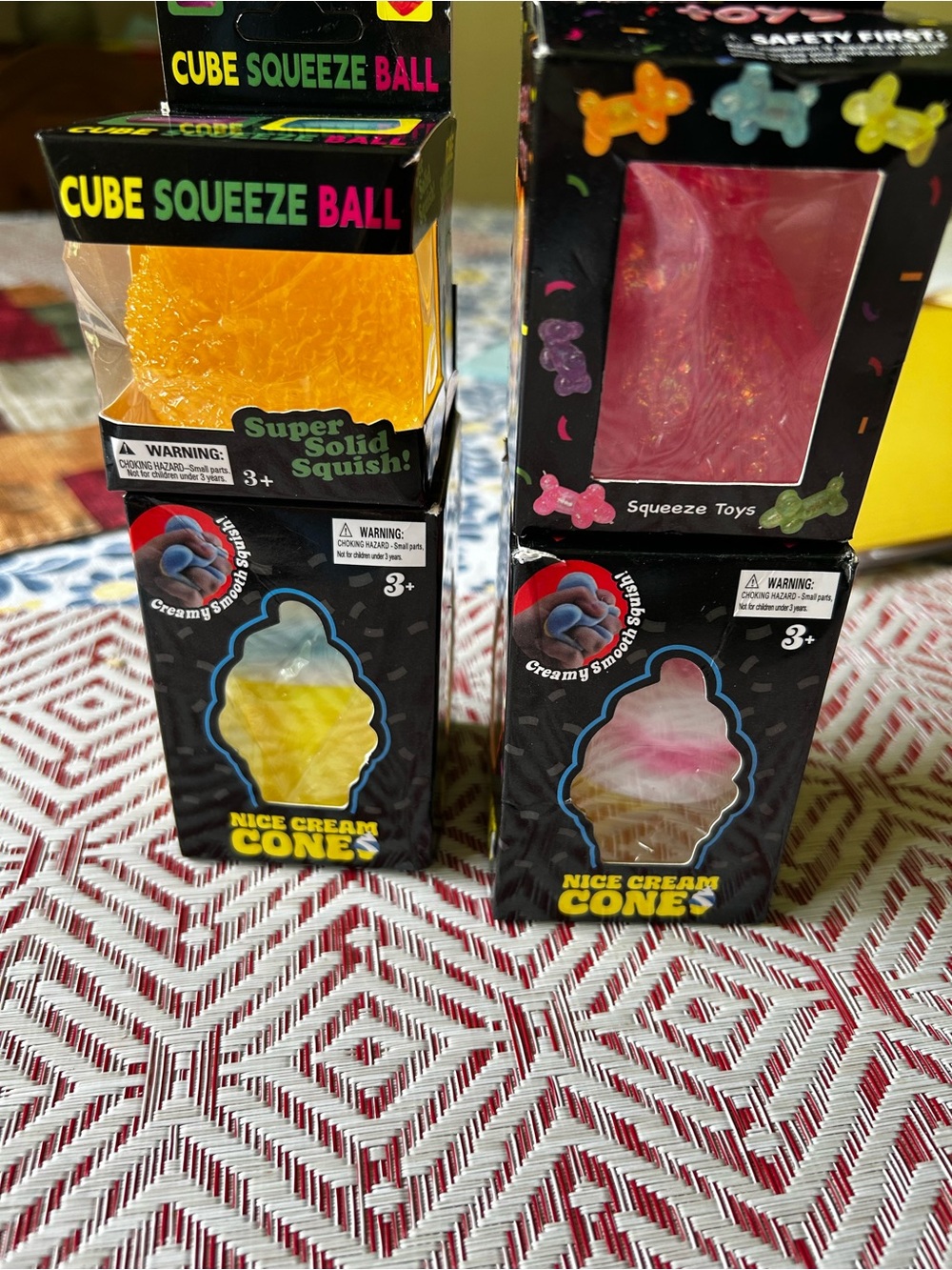 Two Ice Cream Cones, Highland Cow, and Cube Ball Squishes-Stress Relief
